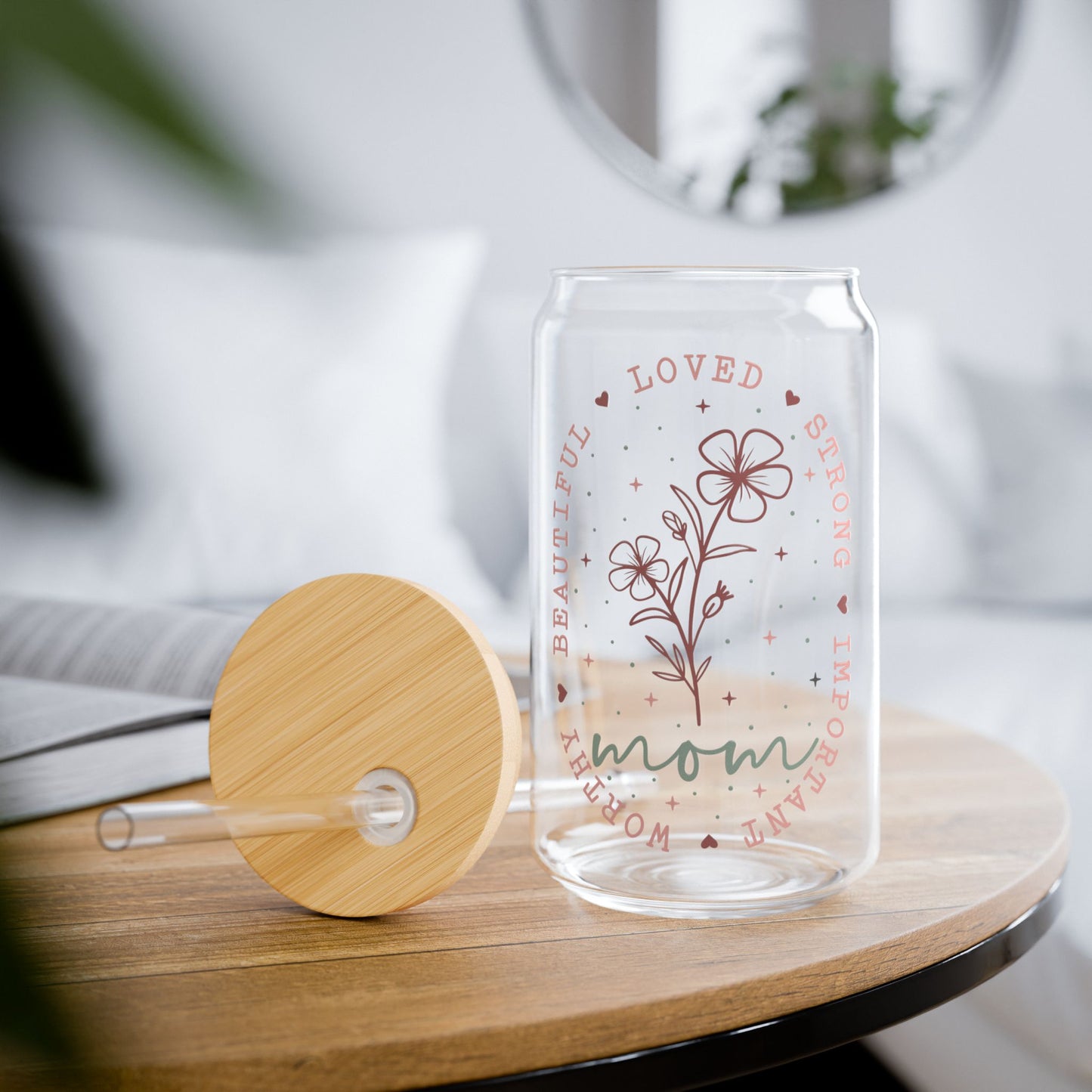 Flower Mom Glass Tumbler - 16oz