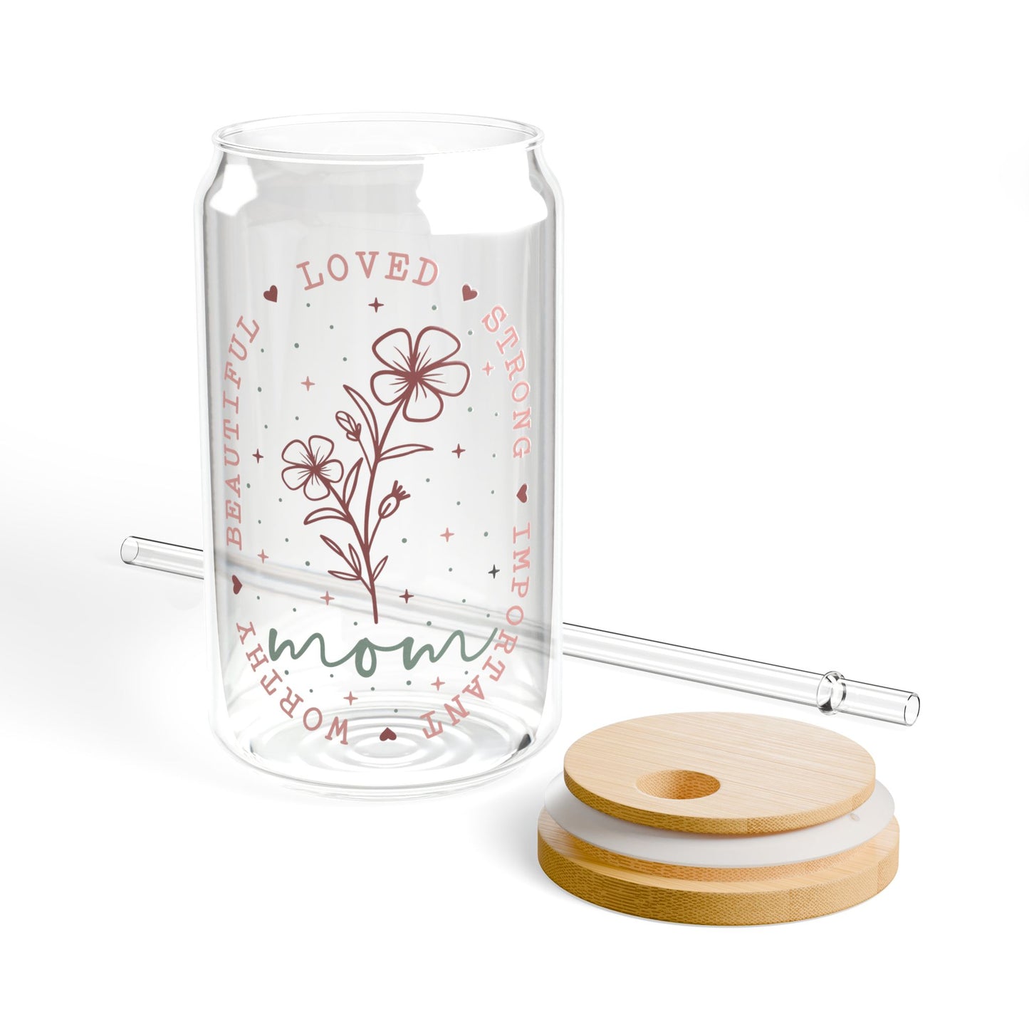 Flower Mom Glass Tumbler - 16oz