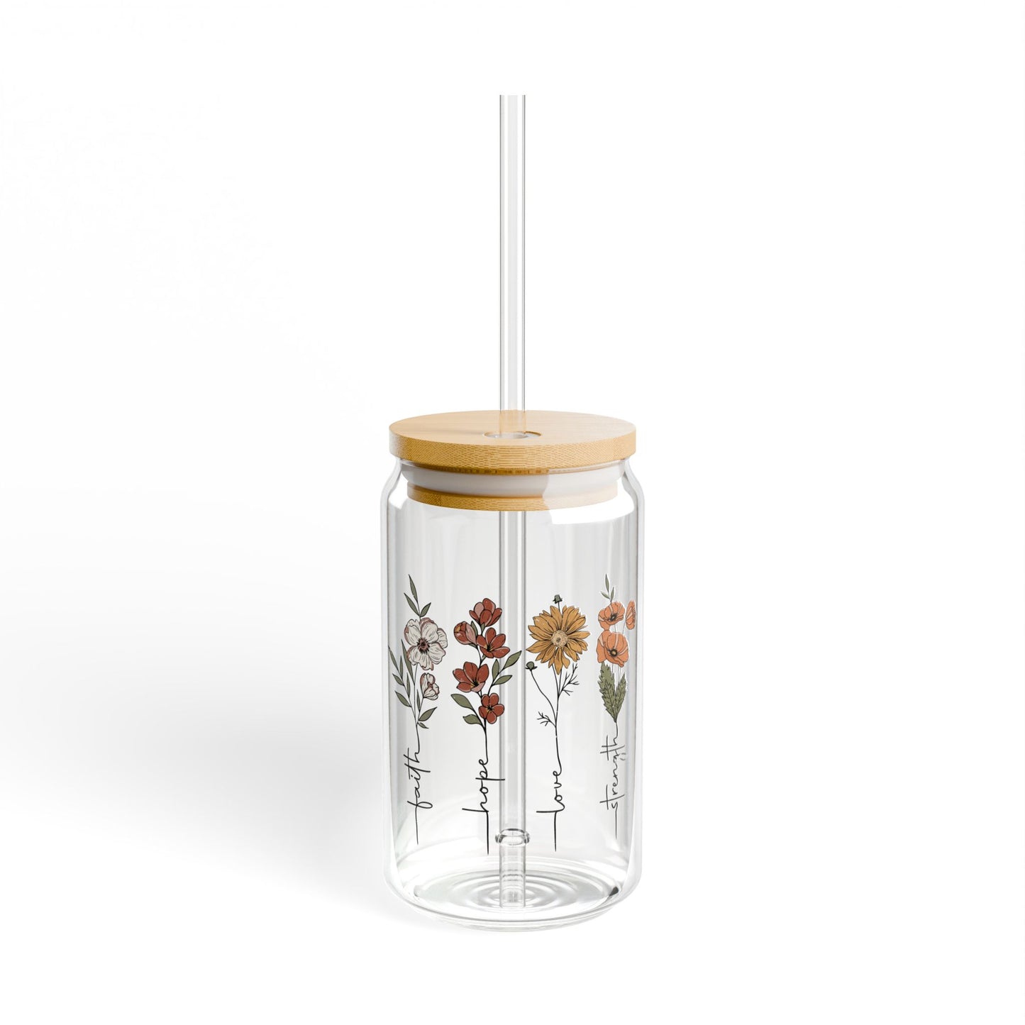 Floral Glass Tumbler - 16oz