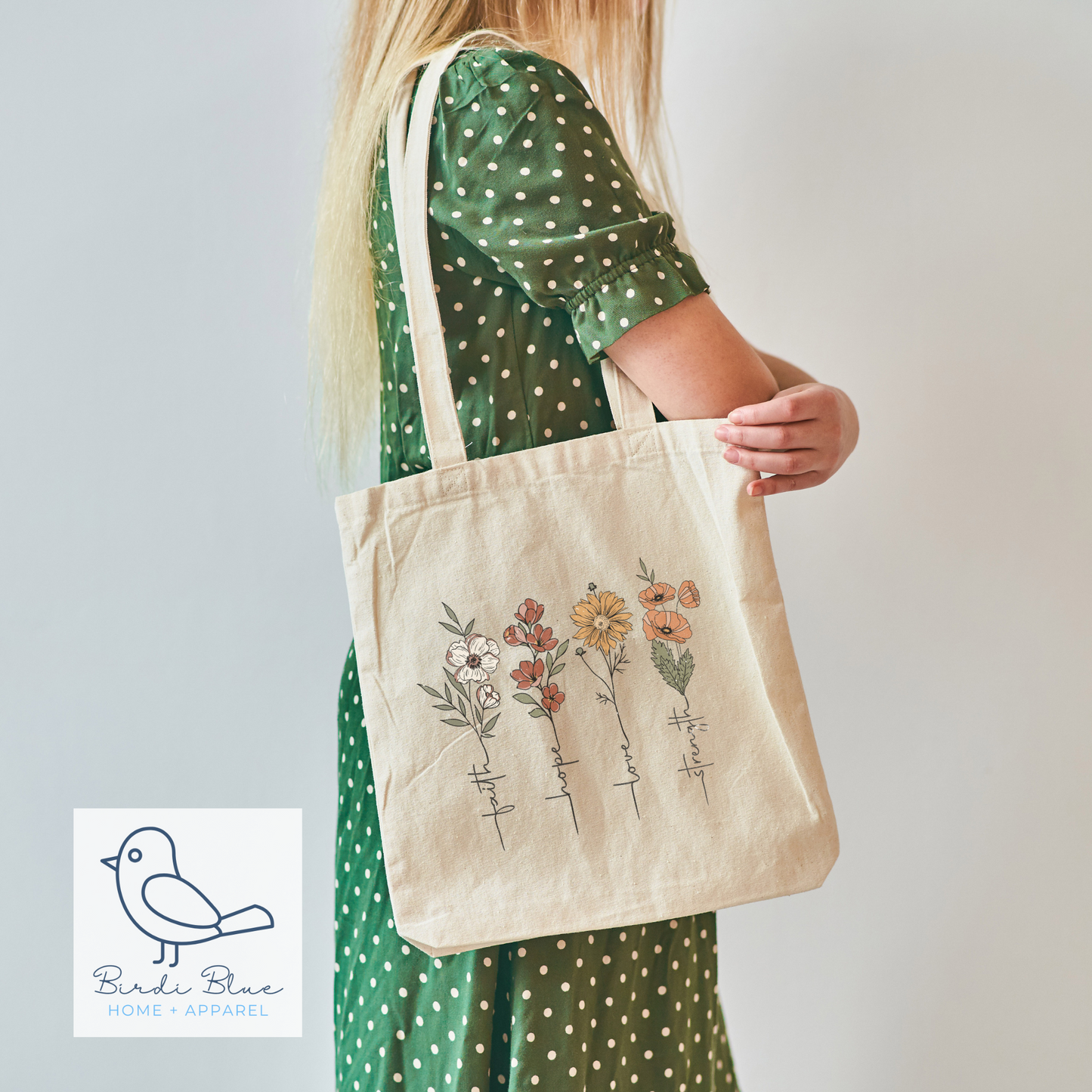Floral Print Cotton Canvas Tote Bag