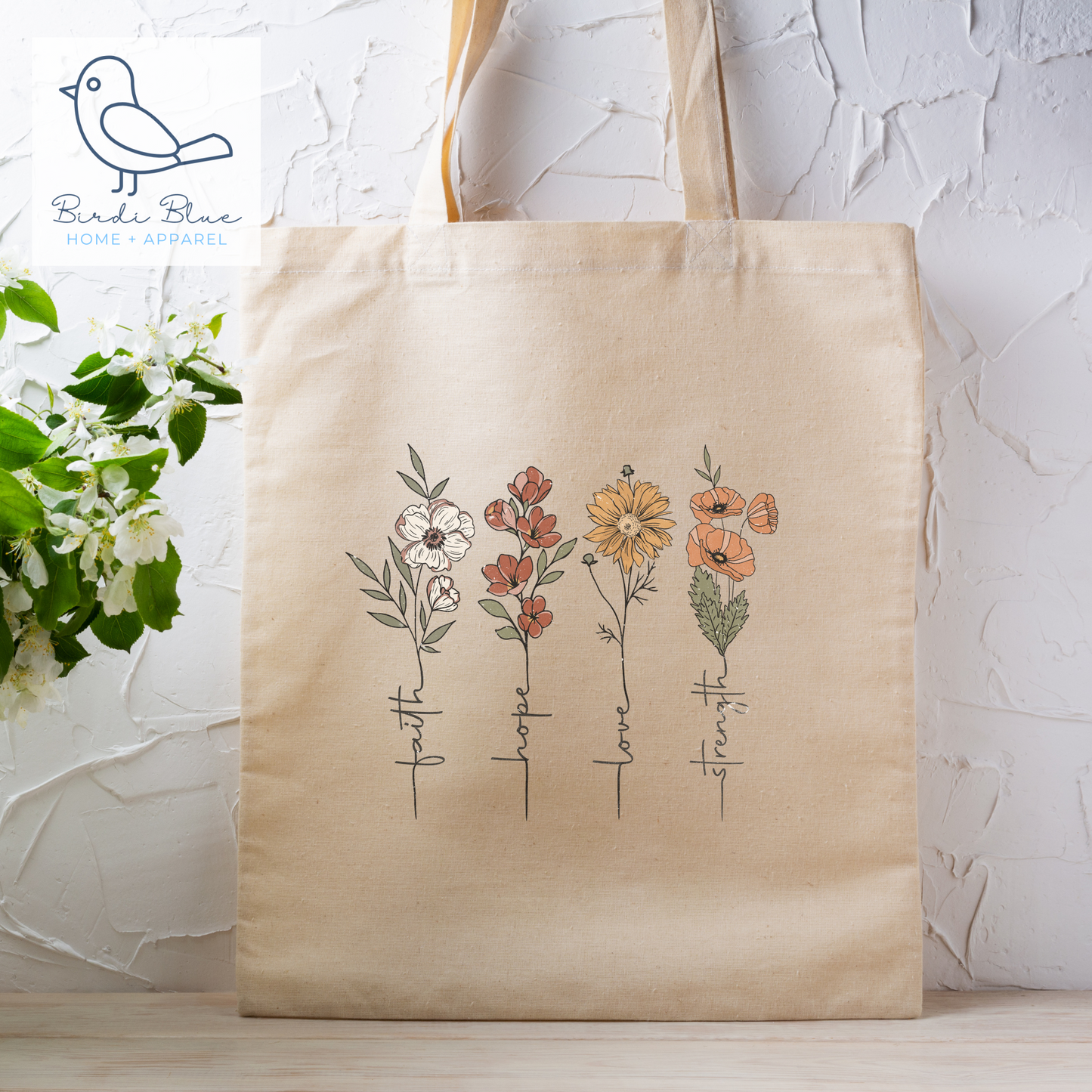 Floral Print Cotton Canvas Tote Bag