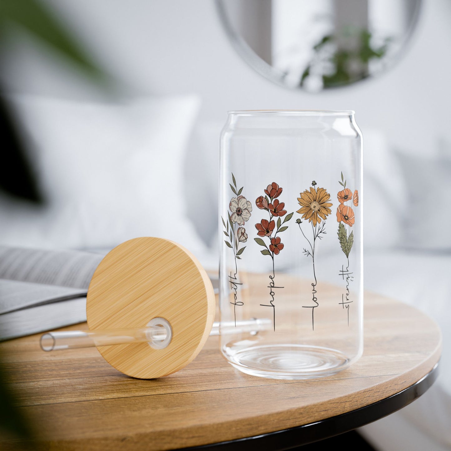 Floral Glass Tumbler - 16oz