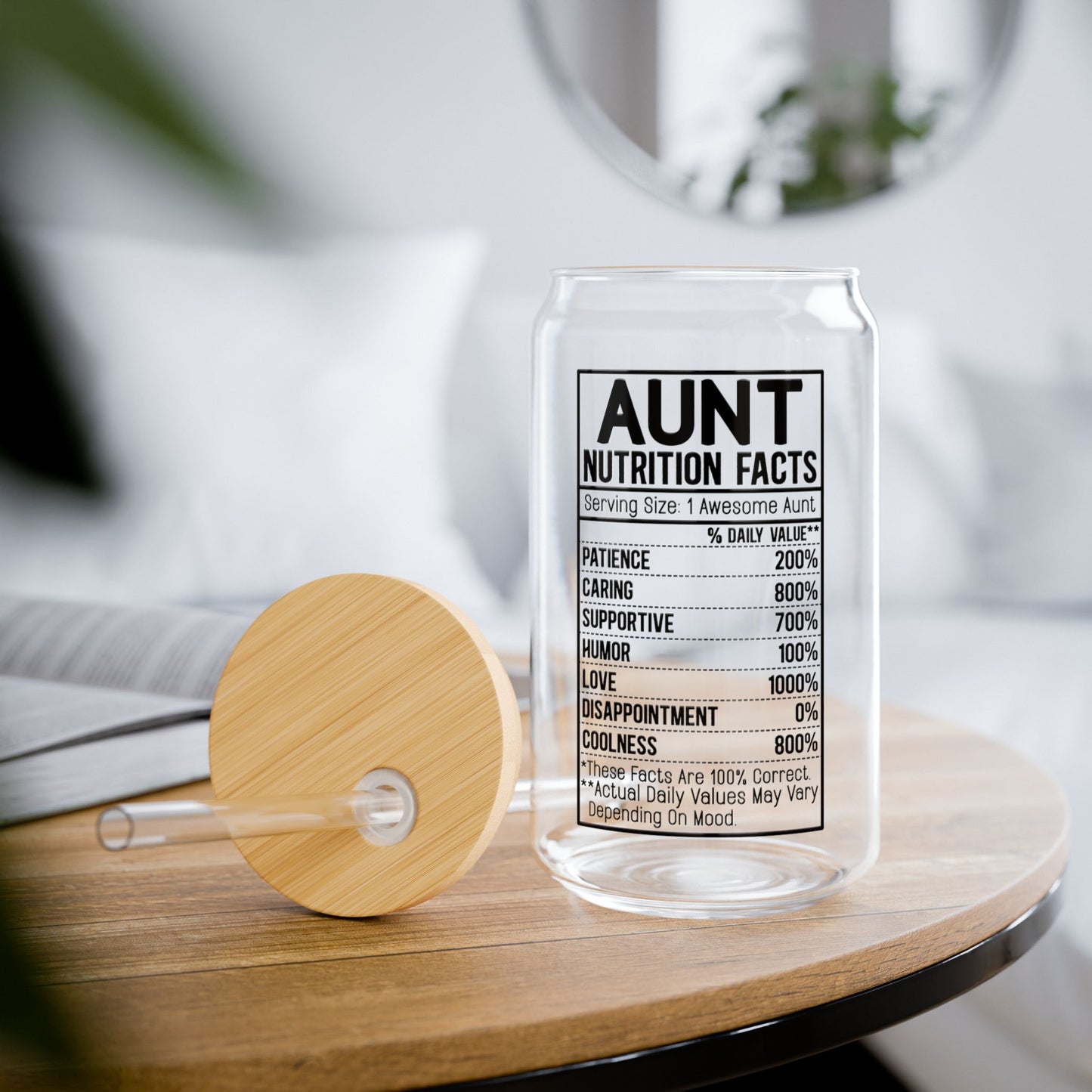 Aunt Nutrition Facts Glass Tumbler - 16oz