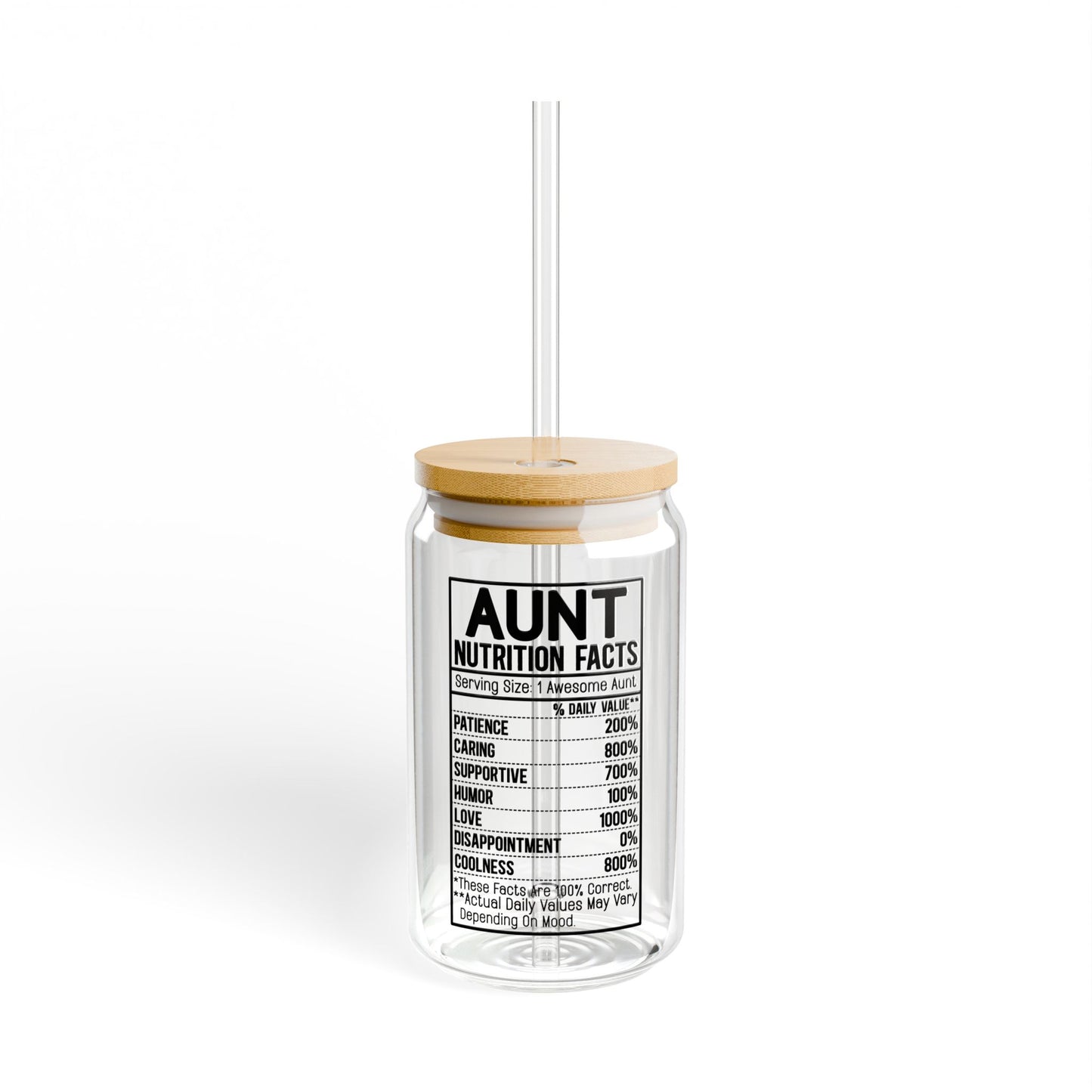 Aunt Nutrition Facts Glass Tumbler - 16oz
