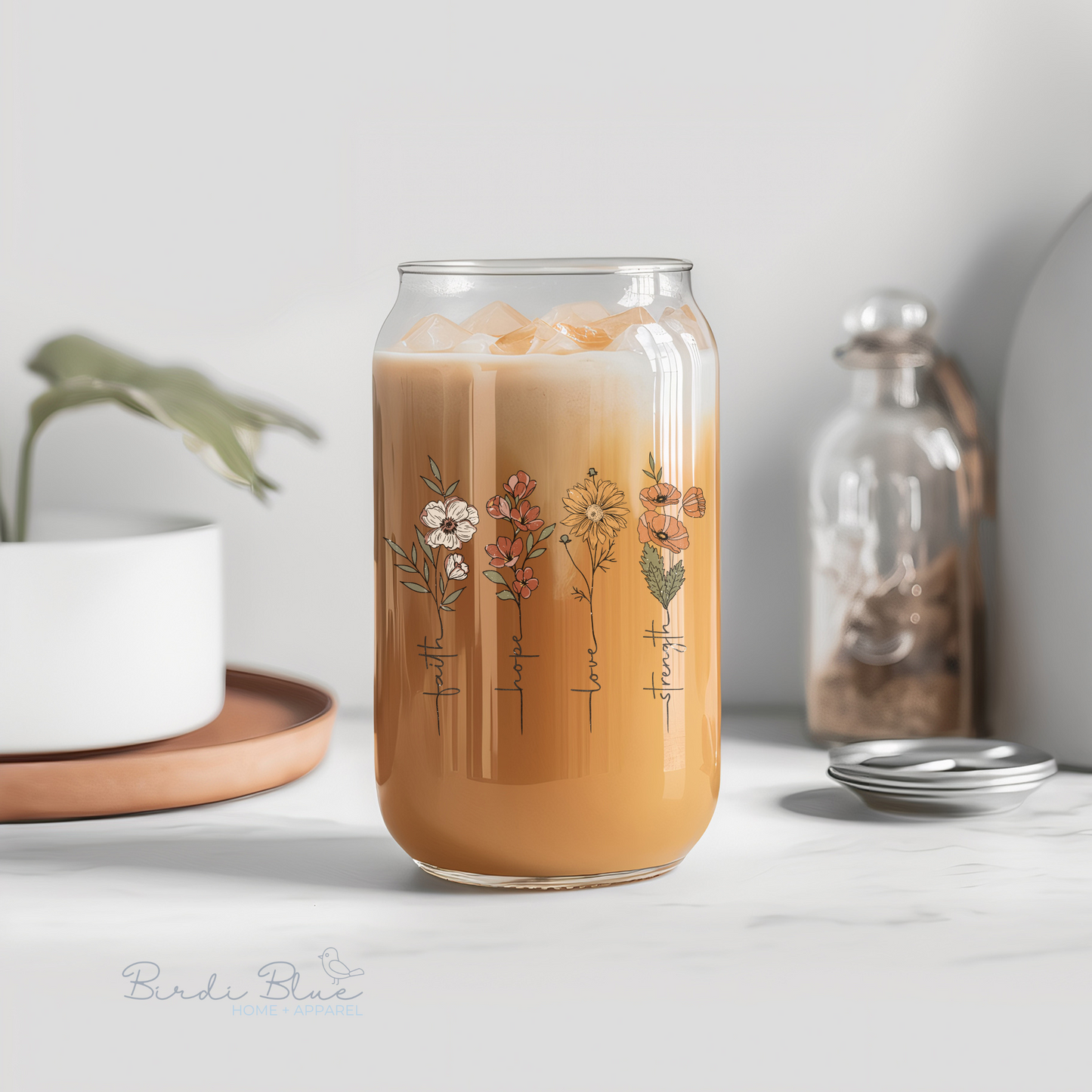 Floral Glass Tumbler - 16oz