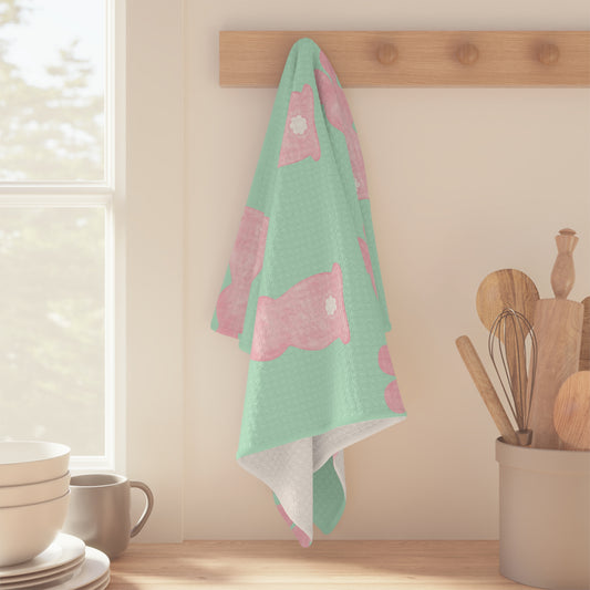 Pink Bunnies Kitchen Towel
