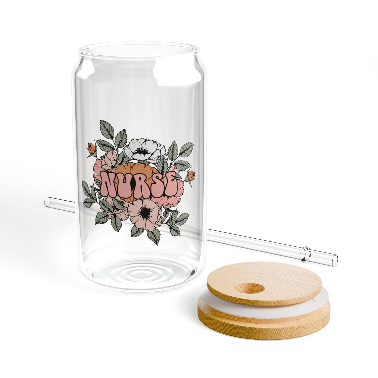 Floral Nurse Glass Tumbler