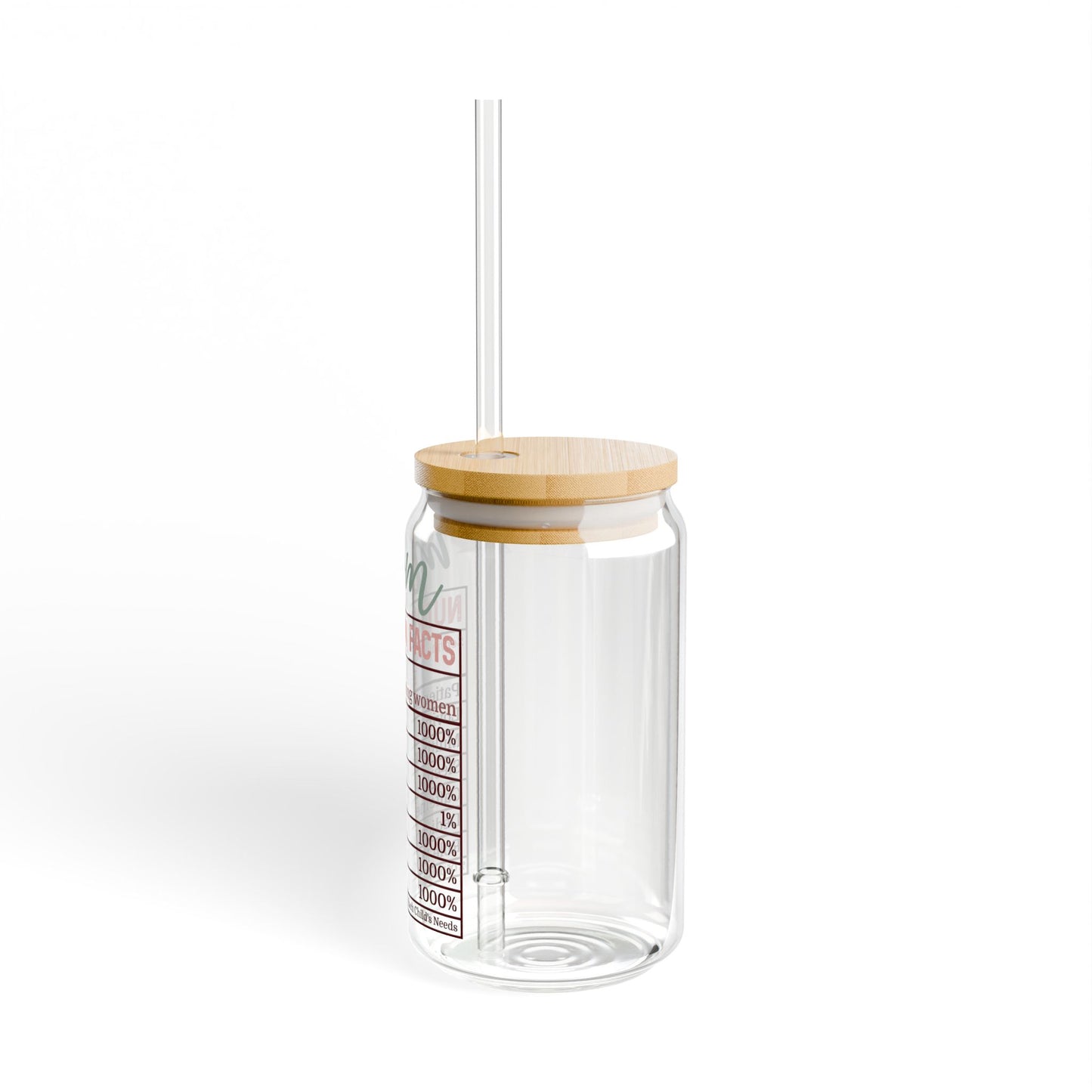Mom Nutrition Facts Glass Tumbler - 16oz