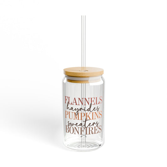 Flannels, Pumpkins & Bonfires Sipper Glass