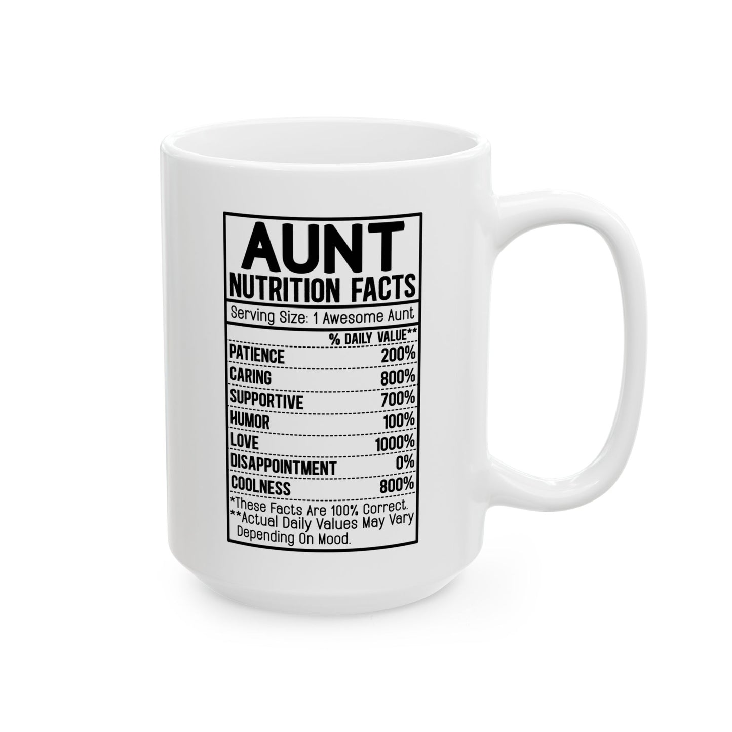 Aunt Nutrition Facts Coffee Mug - 15oz