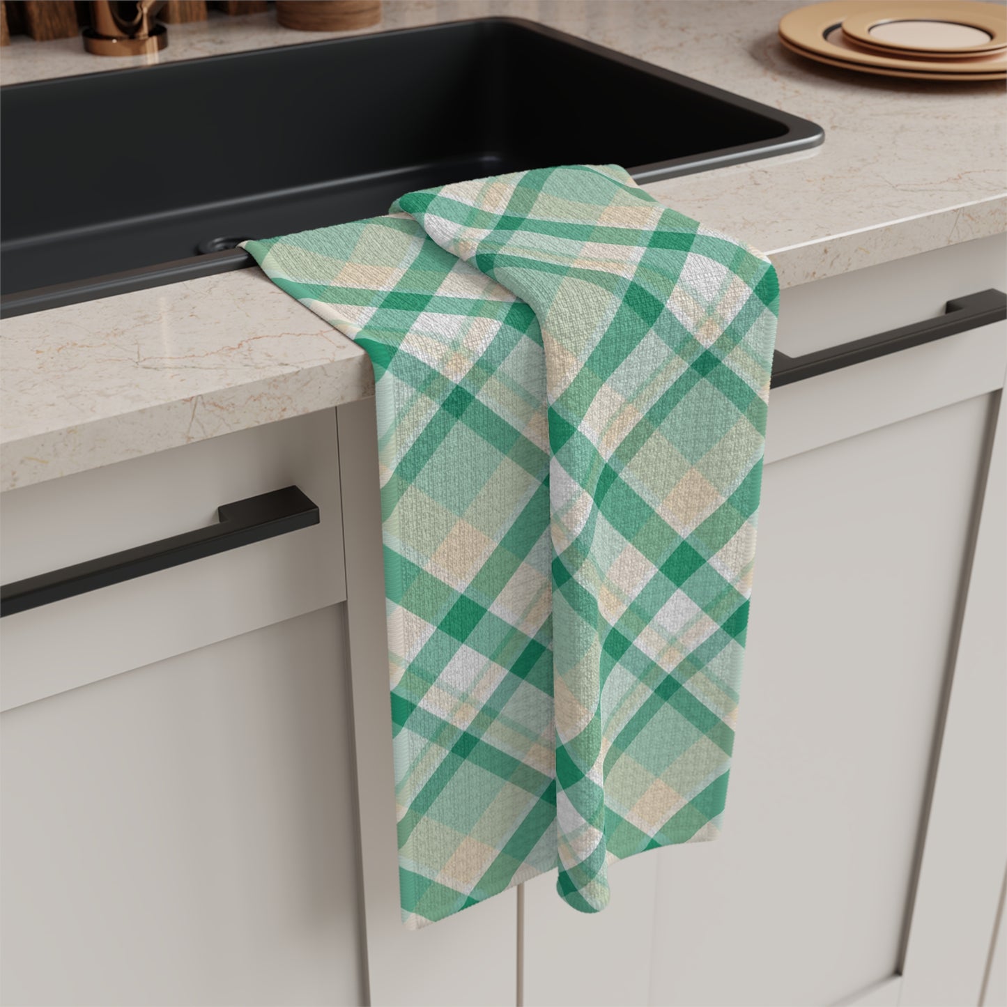 Green Plaid Hand Towel
