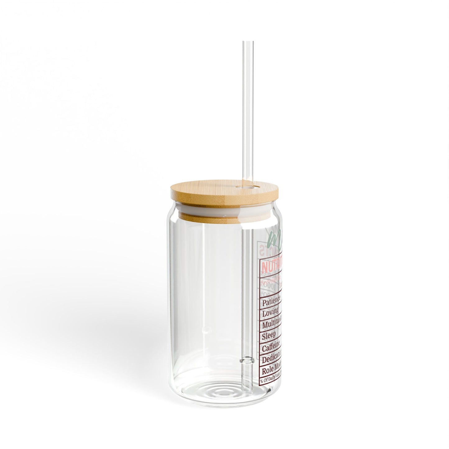 Mom Nutrition Facts Glass Tumbler - 16oz