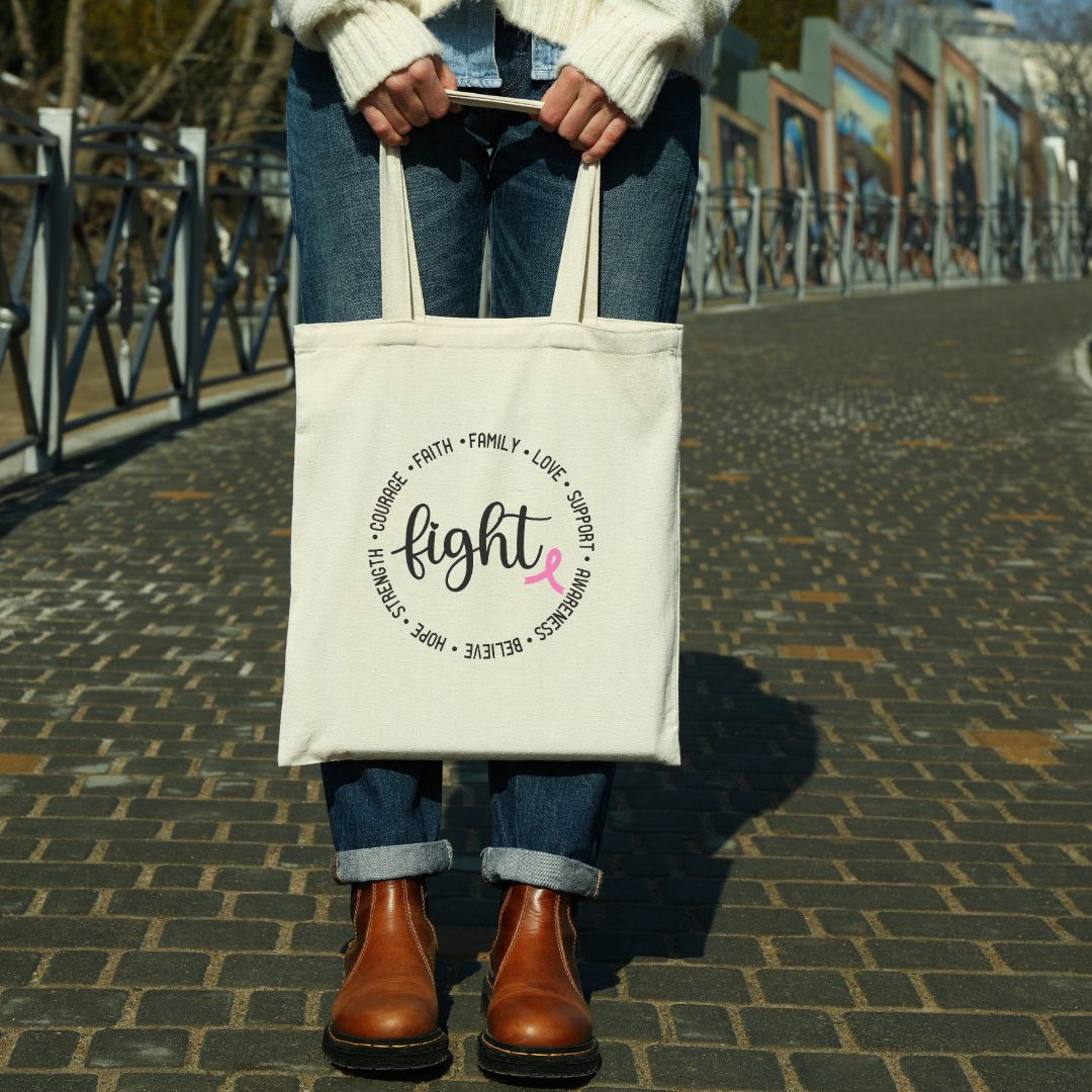 Fight-Breast Cancer Canvas Tote