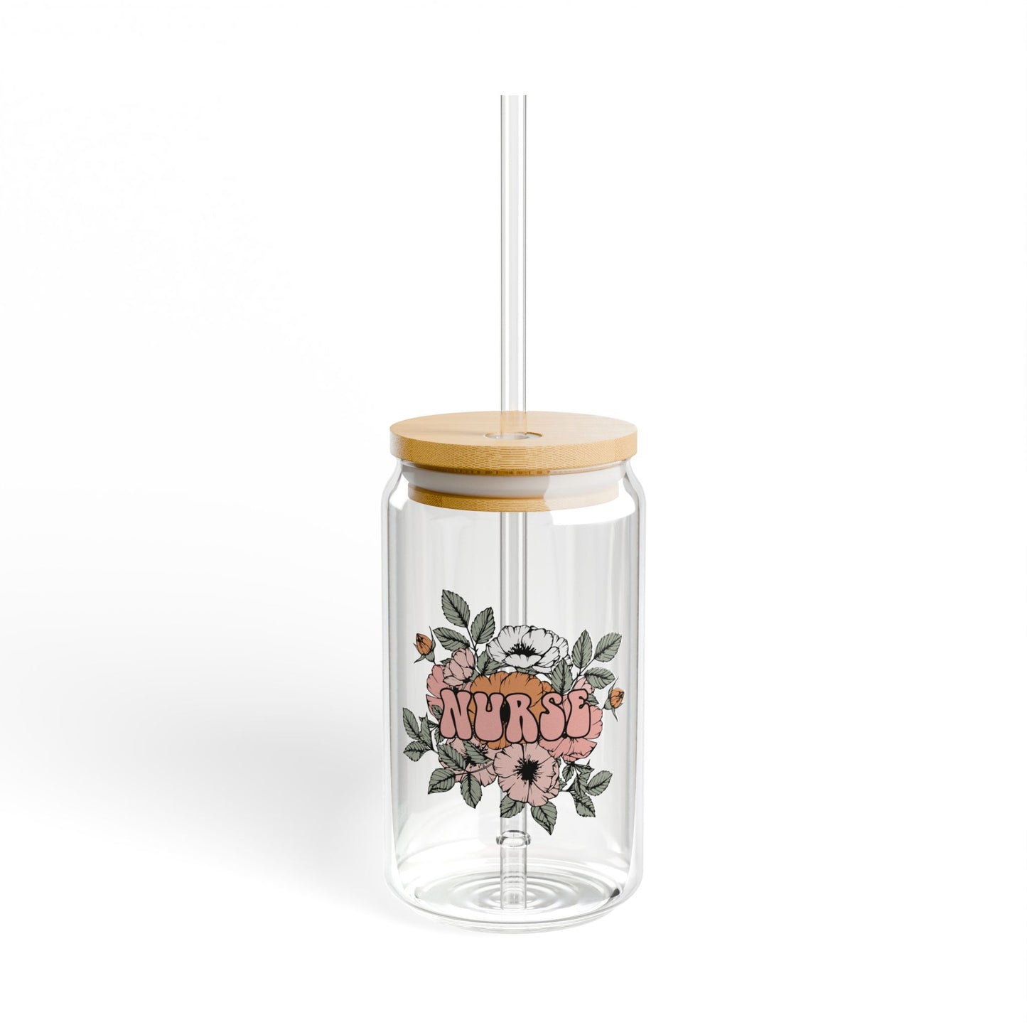 Floral Nurse Glass Tumbler