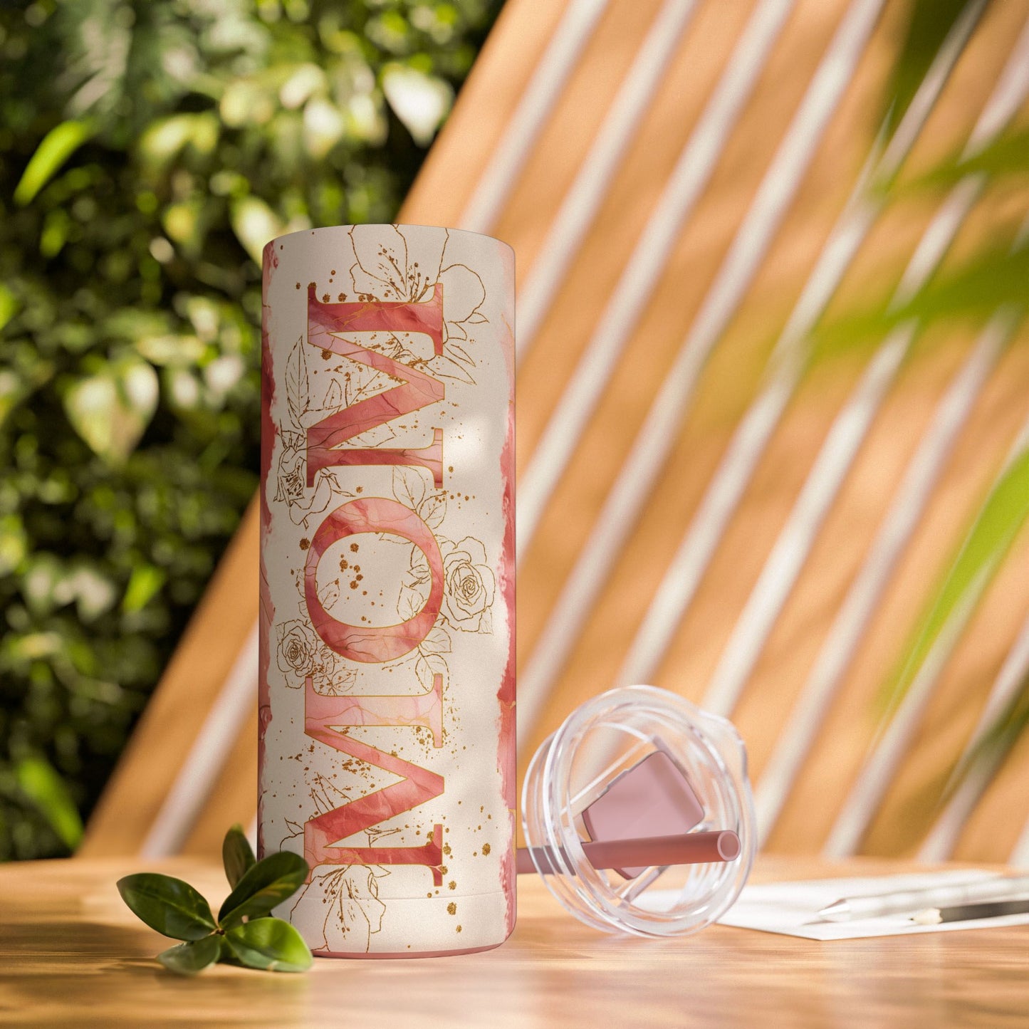 'Mom' Watercolor 20oz Skinny Tumbler