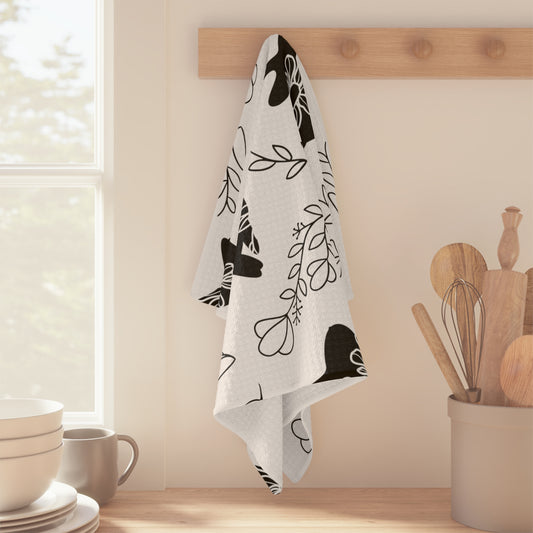 Easter Bunny Kitchen Towel (Black and White)