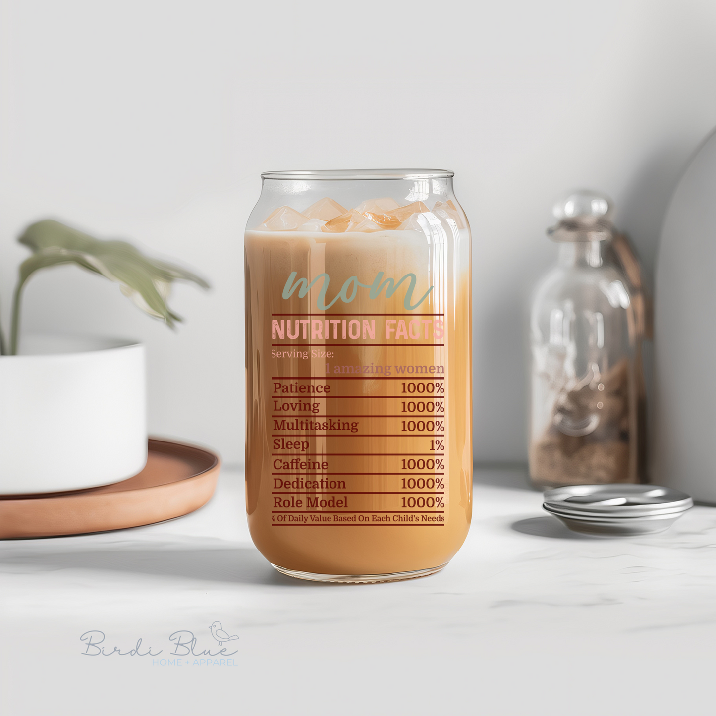 Mom Nutrition Facts Glass Tumbler - 16oz