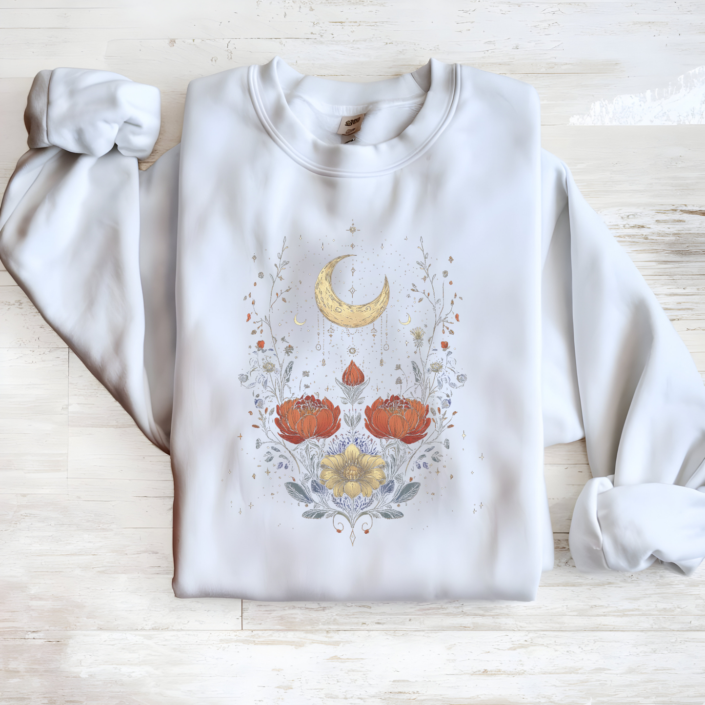 Moon and Floral Art Sweatshirt